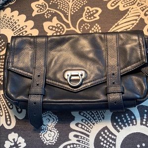 Crown Clutch Black Leather NWOT